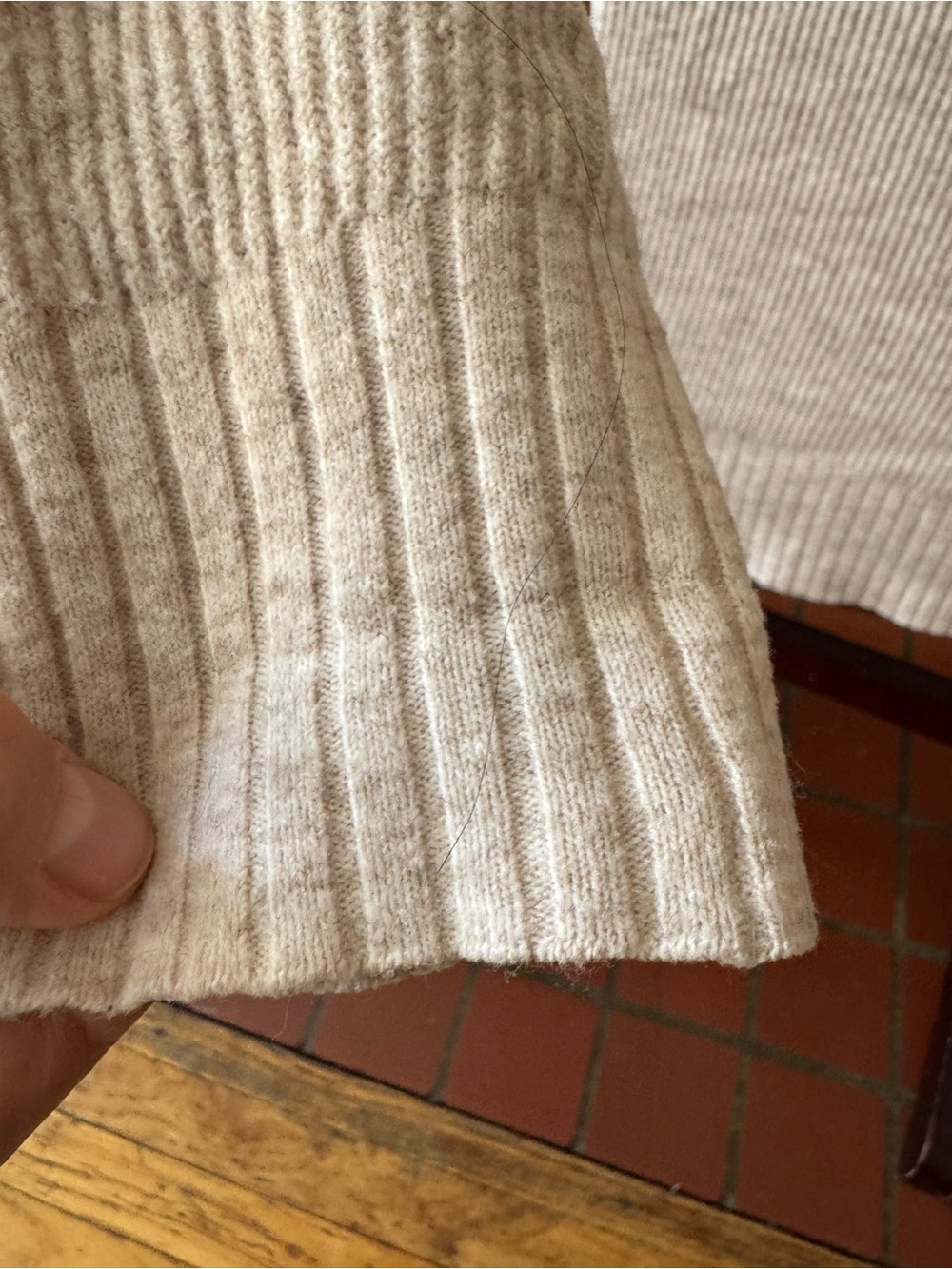Lululemon Cream Ribbed Crewneck cashmere mix dress size 8 - Picture 3 of 12